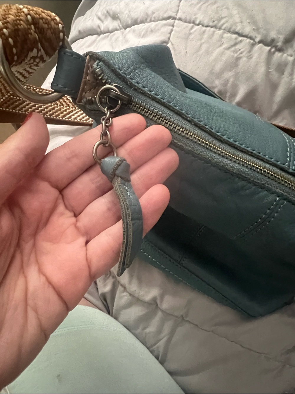 the sak Leather Crossbody Bag in Teal with Woven Strap - Picture 9 of 16
